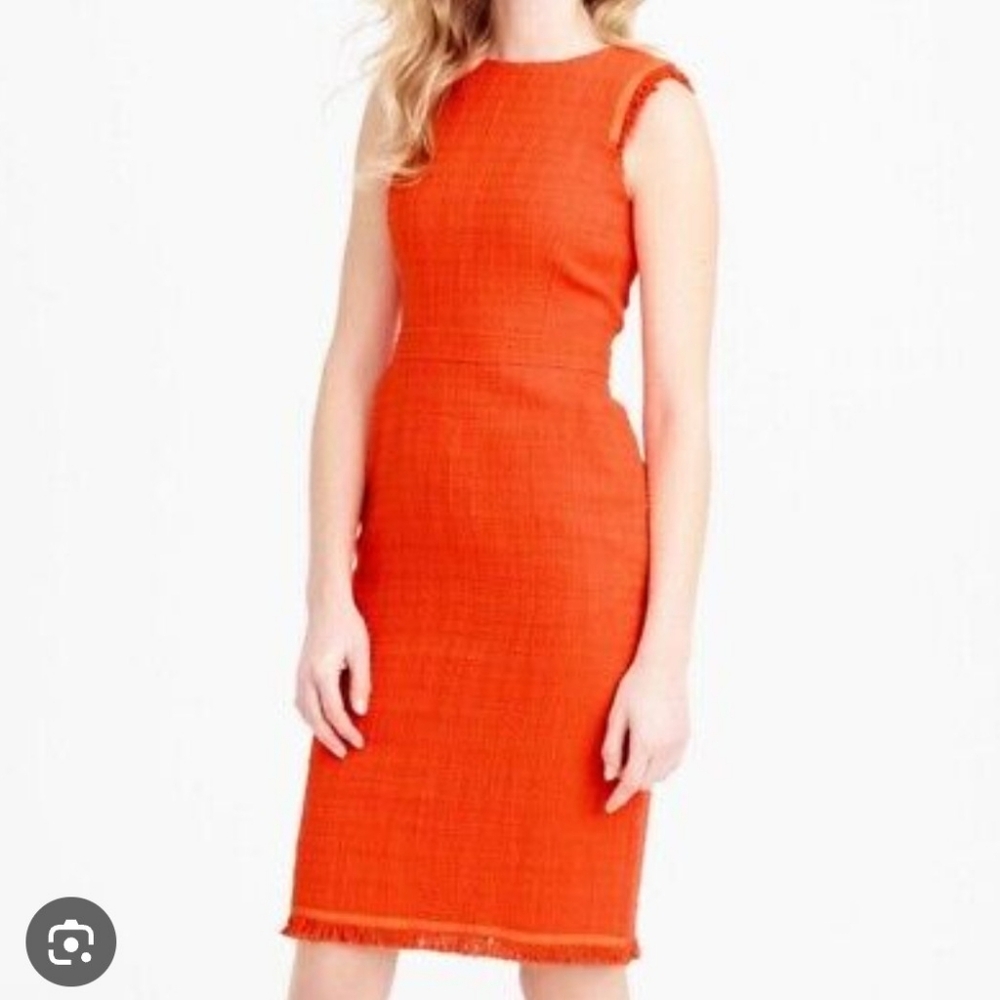 J. Crew Orange Sheath Mini Dress Crew Neck Sleeveless Size 8